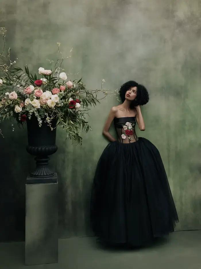 Robes de soirée formelles en tulle noir coupe trapèze avec appliques délicates, robes longues en tul