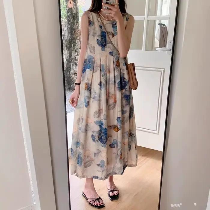 Robe débardeur longue, Nouvelle collection Printemps/Été 2026, style rétro artistique et élégant