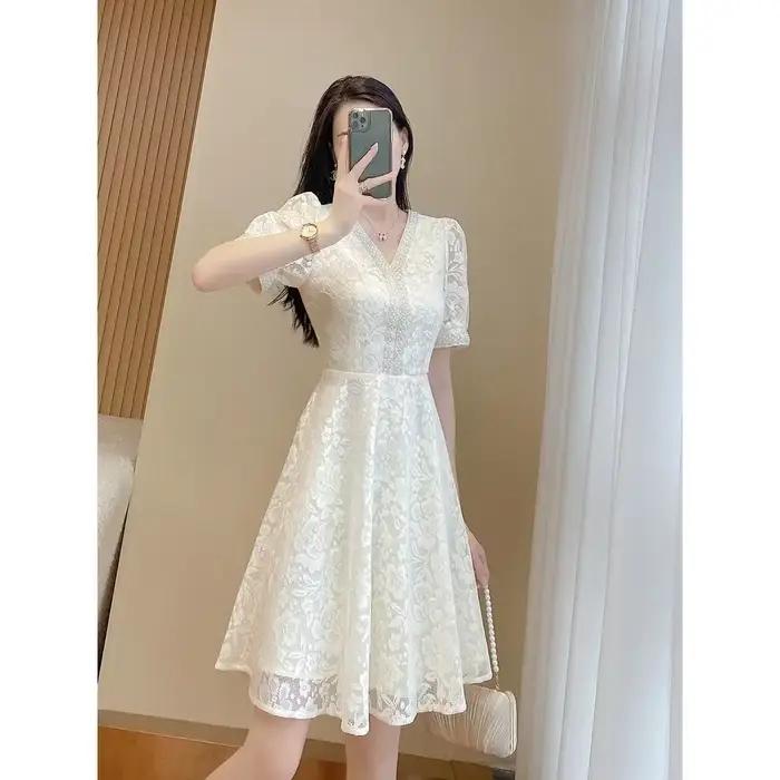Robe mi-longue blanche pour femme, robes d'anniversaire pour femme, occasion formelle, élégante, lux