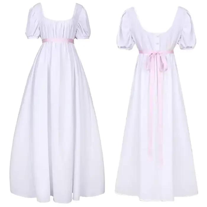 Robe de soirée vintage style Régence, taille haute, coupe ajustée, pour femme, style victorien, pour