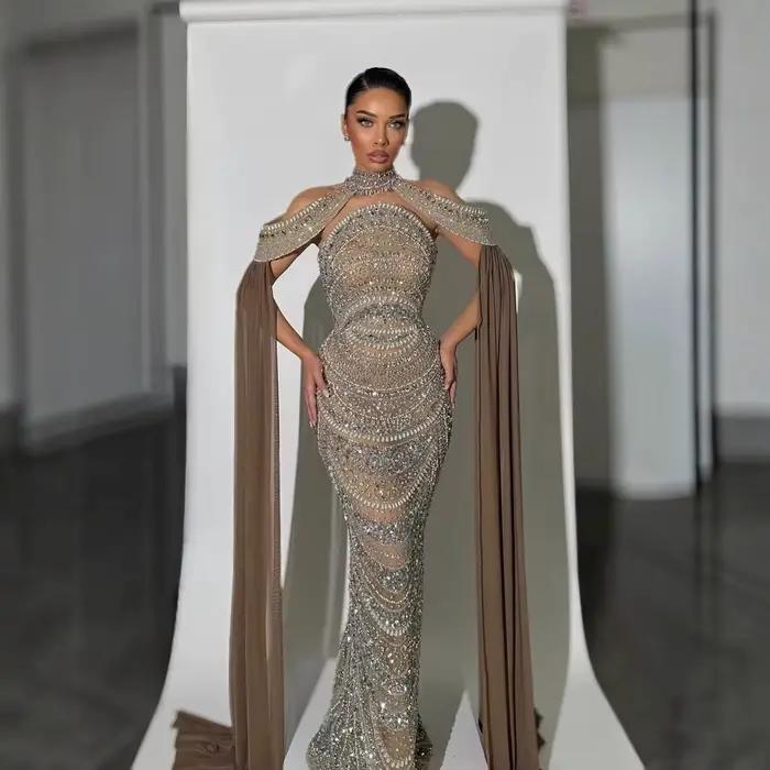 Serene Hill – robe de soirée de luxe, avec perles, avec Cape, pour fête de mariage, personnalisée, 2
