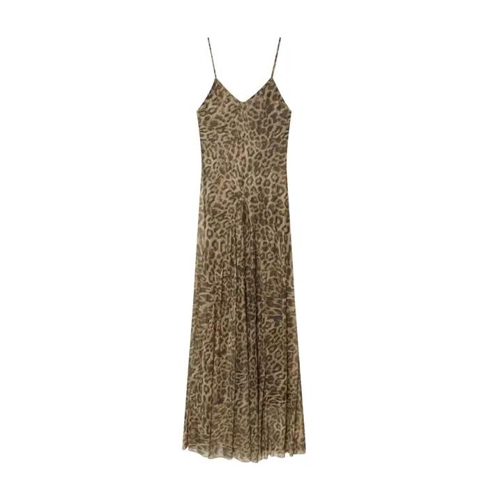 MUJER – robe longue imprimée léopard pour femme, robe Vintage en maille, robe d'été sexy sans dos, r