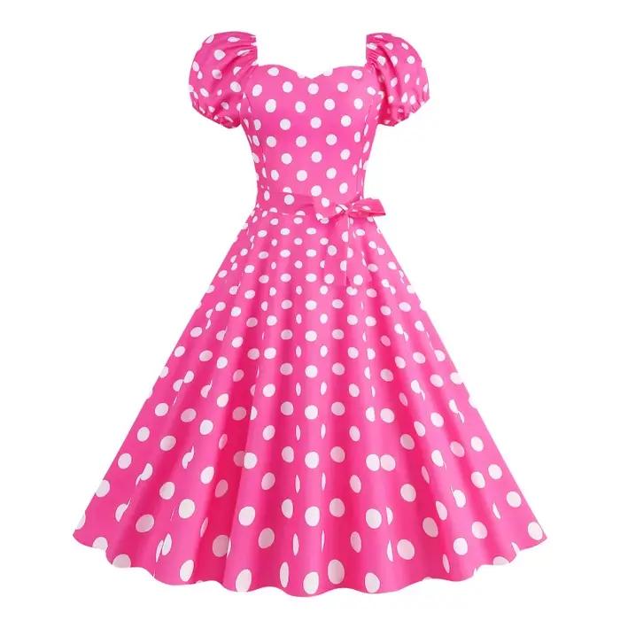 [You're My Secret] Robe de soirée élégante pour femmes, style années 50 et 60, robe à pois vintage, 