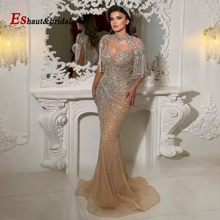 Robe de soirée sirène élégante perlée Eshault&brial pour femme 2026 – Robe de bal formelle de luxe d