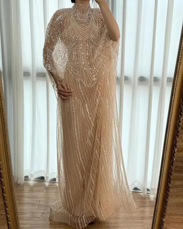 Serene Hill – robe de soirée caftan de luxe Champagne personnalisée, pour mariage ou fête formelle, 