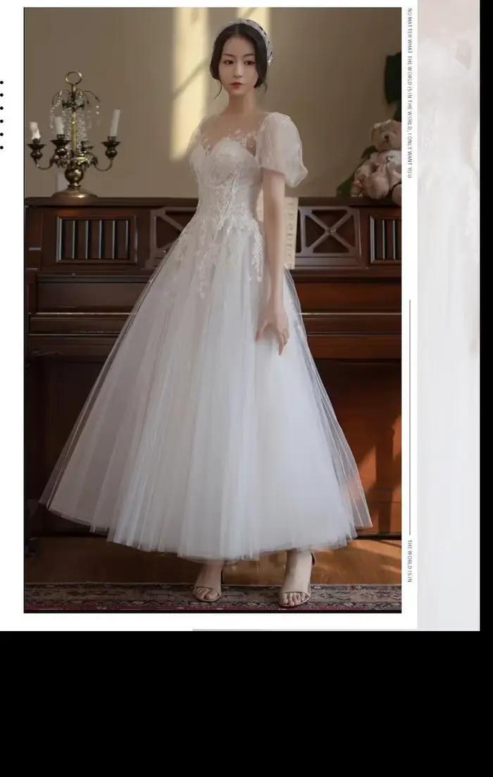 Robe de mariée légère française, Style forêt, Super fée, Sexy, Simple, tempérament de mariée, voile 