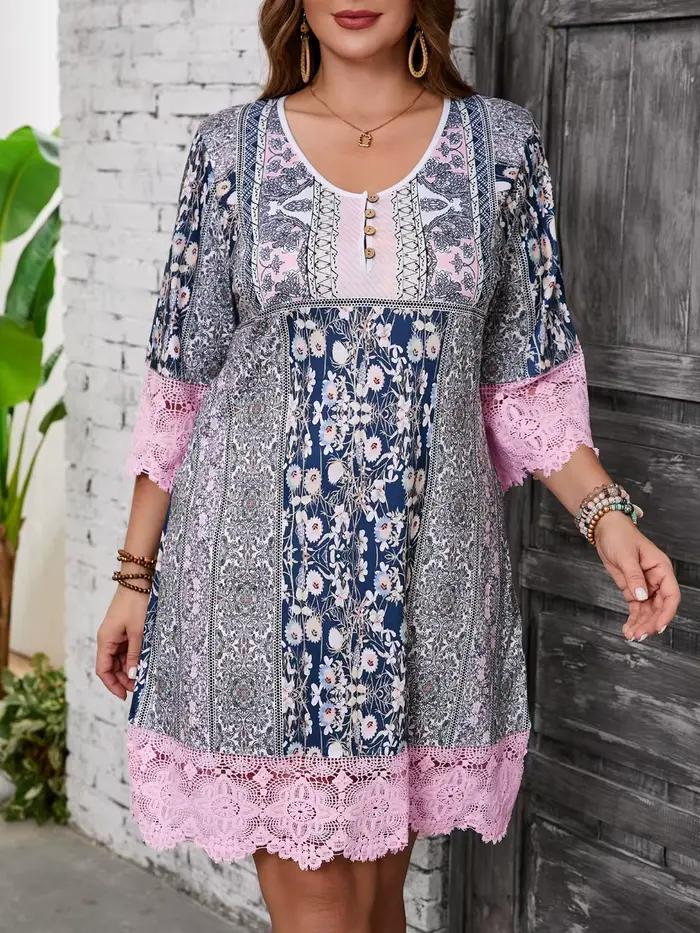 Grande taille mode femmes élégantes robe ample tenue décontractée femmes robe imprimée nouveau tempé