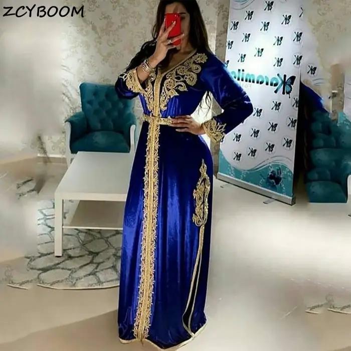 Robe de bal musulmane bleu royal 2026, robe de soirée formelle pour femmes, vestidos de gala, broder