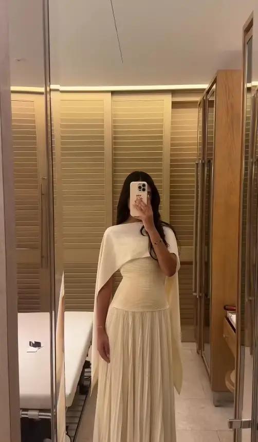 AsaNagi arabie robes de bal élégantes simplement drapées femmes a-ligne blanc licou saoudien luxueux