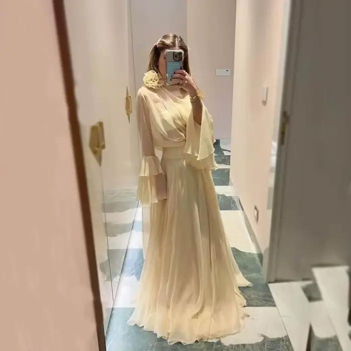 Msikoods Dubai robes de soirée personnalisé 2 pièces robe de soirée élégante en mousseline de soie r