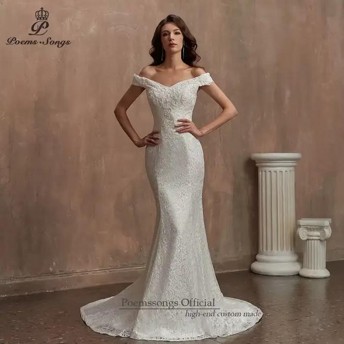 Robes de mariée en dentelle sirène pour femmes, robe de mariée mince, robe éducative, indépendante, 