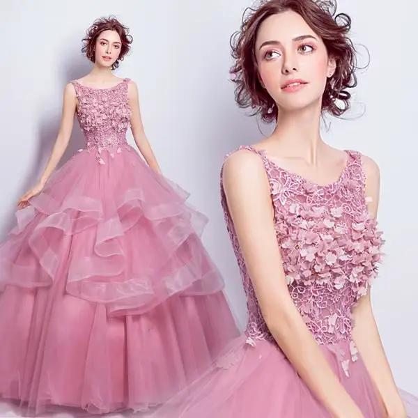 Robe de bal robes de bal de soirée dentelle Appliques robes de bal formelles simples longueur au sol