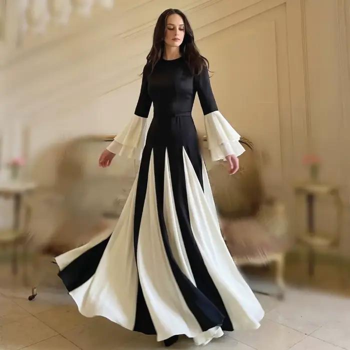 Robe de soirée personnalisée de haute qualité pour mariage, banquet, style moderne, simple, col rond