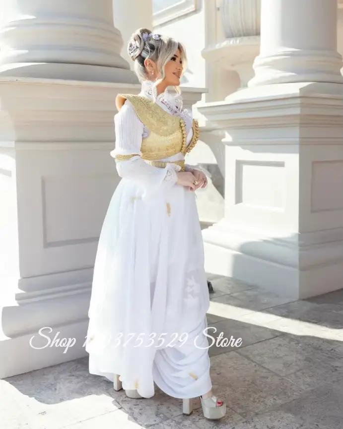 Robe de mariée traditionnelle algérienne personnalisée, imprimée dentelle, robe de mariée arabe trad