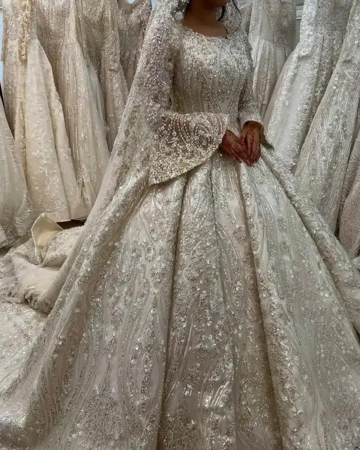 Robes de mariée musulmanes personnalisées, robes de bal, robes de mariée perlées du Moyen-Orient, ro