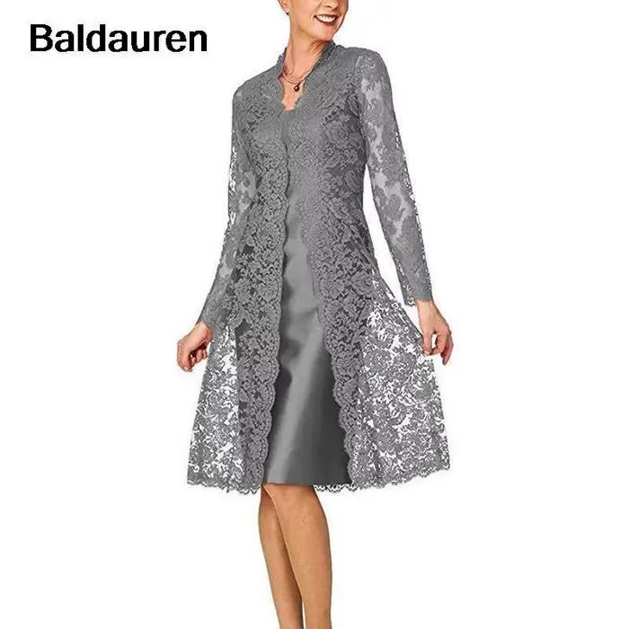 Robes de mère de la mariée, gaine longueur genou, satin avec veste, grande taille, robes de mère de 