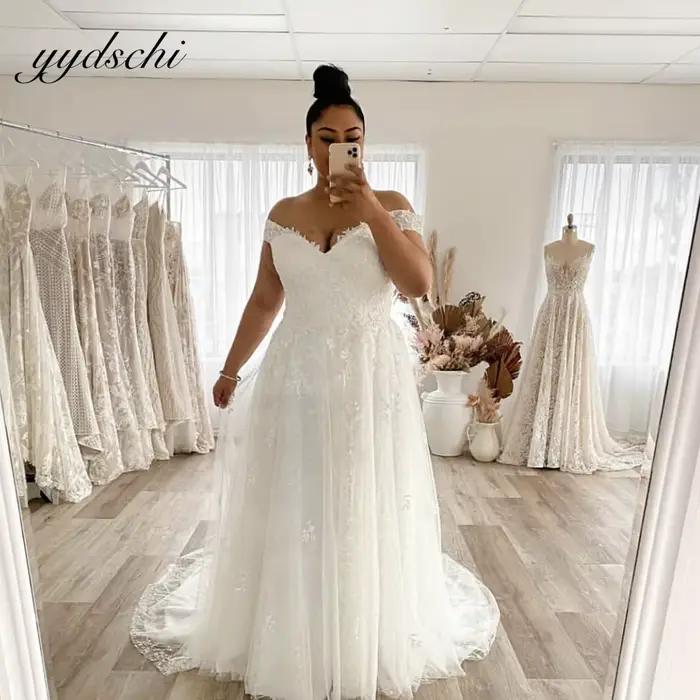 Robe de mariée 2025 – Robe de mariée sexy et exquise à col en V, robe de bal scintillante avec appli