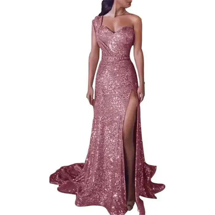 Robe de soirée de mariage pour femmes, élégante, Sexy, décolleté en V profond, asymétrique épaule dé
