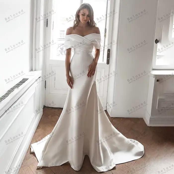 Robes de mariée en satin personnalisées, simples et élégantes, quels que soient les patients initiés