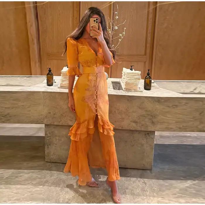 Robe Chic Imprimée Plissée Grande Ample pour Femme, Sexy, Sans Manches, Taille Haute, Coupe Ajustée,