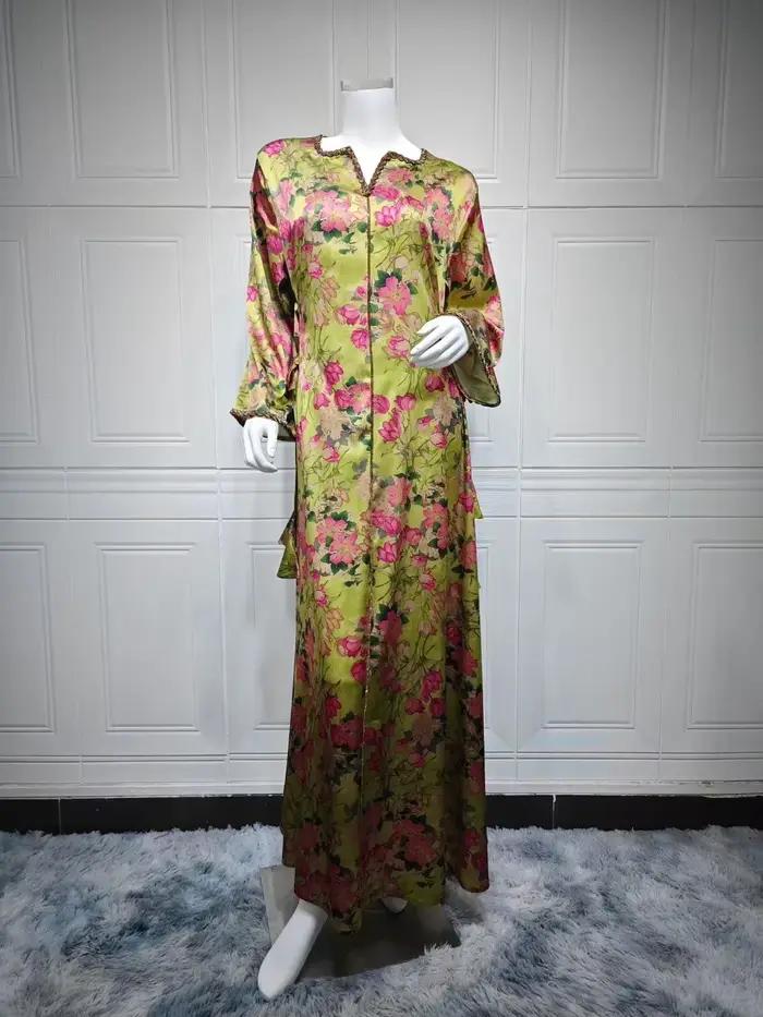 Robe musulmane femmes diamant imprimé Abaya Robe Ramadan maroc Abayas dubaï caftan robes Largos robe