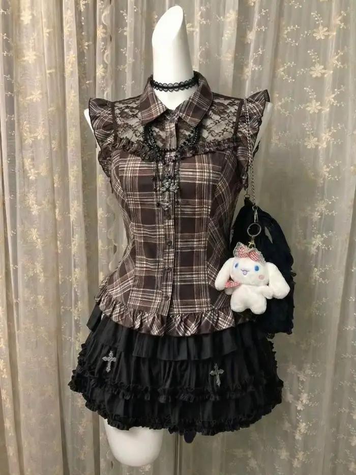 Robes décontractées pour femmes kawaii, ensemble 2 pièces, style Y2k Goth Punk Vintage années 90, ha