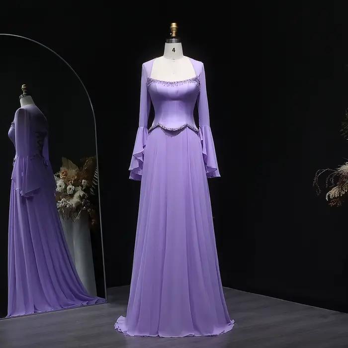 Sharon Said – robe de soirée élégante lilas, deux pièces, manches évasées, pour femmes, robe de bal 