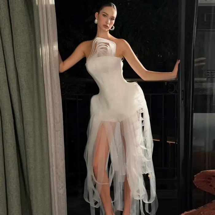 Nouvelle Robe de Soirée en Organza à Volants, Robe de Bal Longue en Organza à Volants 3D, Robe de Fê