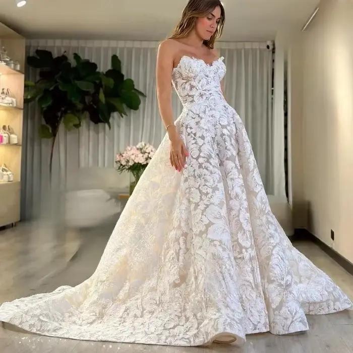 Robes De mariée De luxe en dentelle Boho, épaules dénudées, personnalisées, scintillantes, 2025