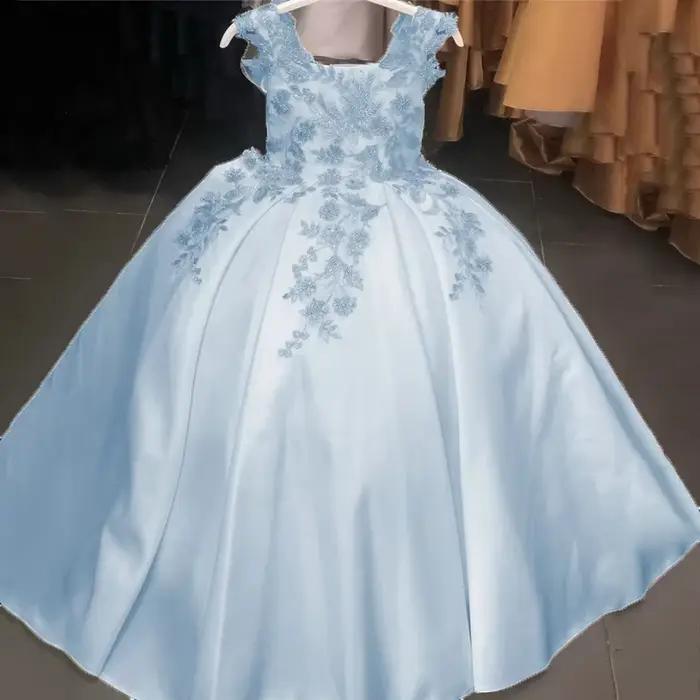 Robe de Rhen satin et dentelle pour filles, robes de demoiselle d'honneur pour mariages, robe de pre
