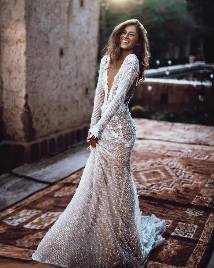 FATAPAESE-Robe de Mariée Personnalisée en Dentelle Ajourée, Col en V, Sexy, Dos aux, pour Patients, 