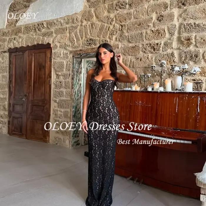 OLOEY – robes de soirée noires élégantes, avec appliques en dentelle, robes de fête pour femmes, sty
