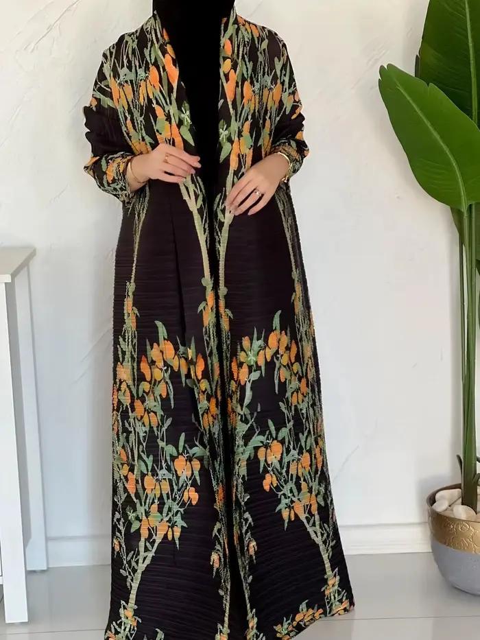 Robe longue à imprimé floral pour femmes arabes, printemps/automne, haute élasticité, robe Abaya, id