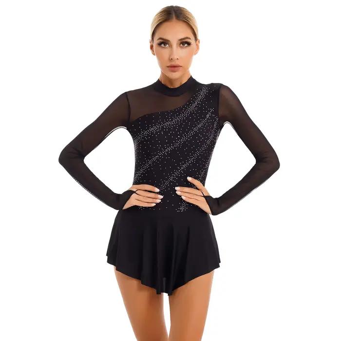 Robe de danse lyrique moderne pour femmes, pour salle de bal, valse, patinage artistique, Costume de