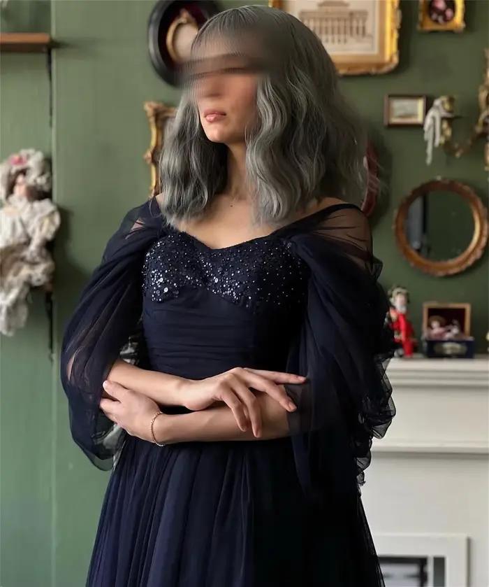 AsaNagi – robe classique élégante, longueur cheville, décoration à paillettes, robes de soirée forme