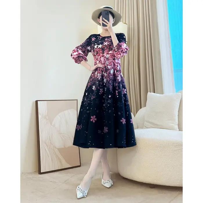 Robe de soirée plissée pour femmes, vente en gros d'usine, nouvelle Collection, jupe bourgeon de fle