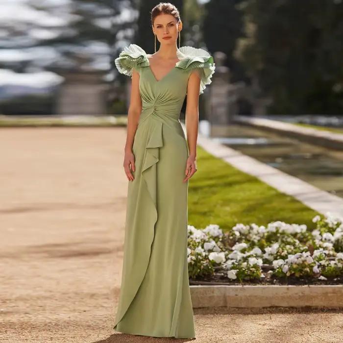 Robes mère de la mariée élégantes pour mariages, col en V, robes de soirée de mariage personnalisées