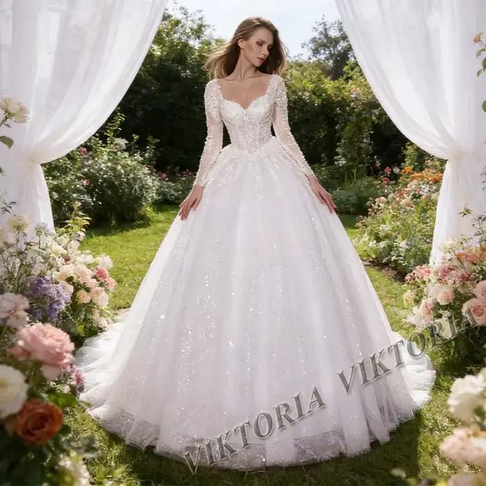 Robe de mariée scintillante VIKTORIA Princess pour femme, collection 2026, robes de bal, dentelle, a