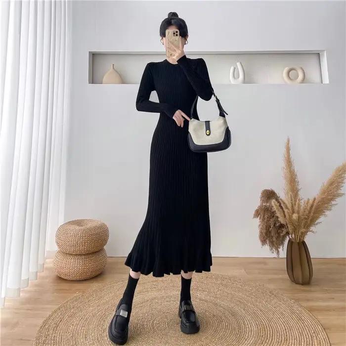 Robes en Crochet pour femmes abricot rétro confortable liquidation vente mode coréenne élégante haut