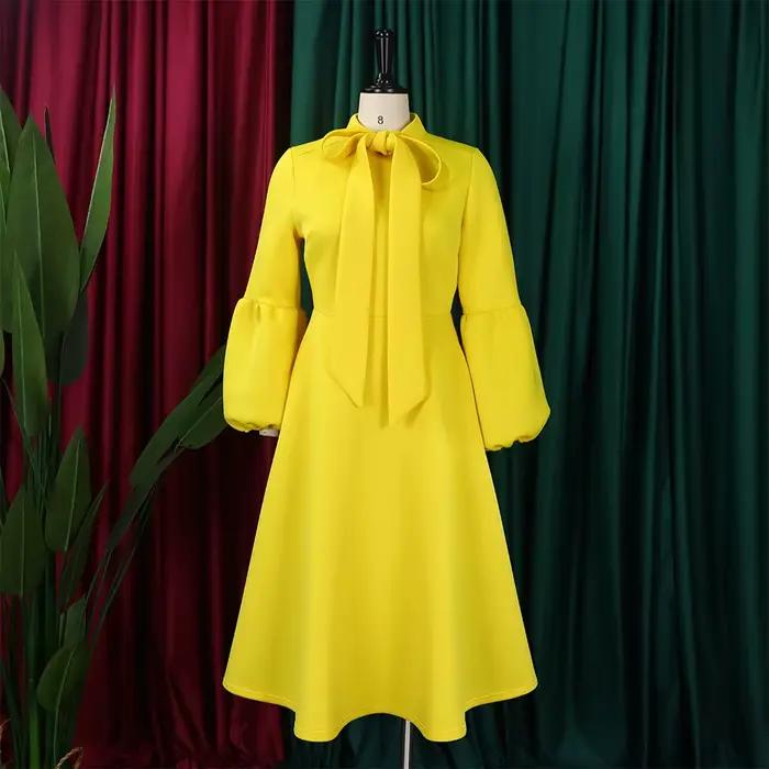 Robes d'église pour femmes noires mode Vintage africaine nœud cou robe de soirée formelle dames élég