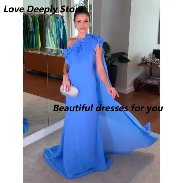 Robe de Soirée Asymétrique en Mousseline de Soie à Épaule Dénudée, Plissée, Trapèze, Longue, Classiq