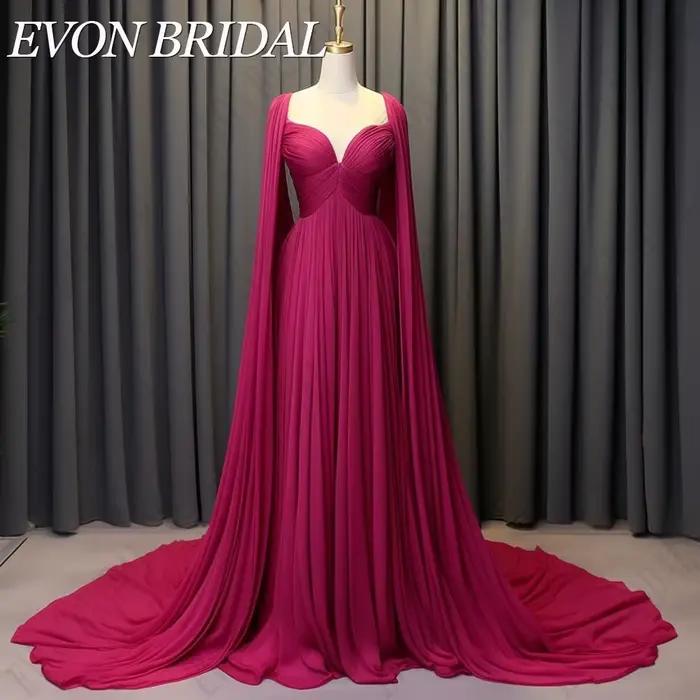 EVON BRIDAL-Robes de soirée en mousseline de soie pour femmes, robes de soirée formelles, manches ca