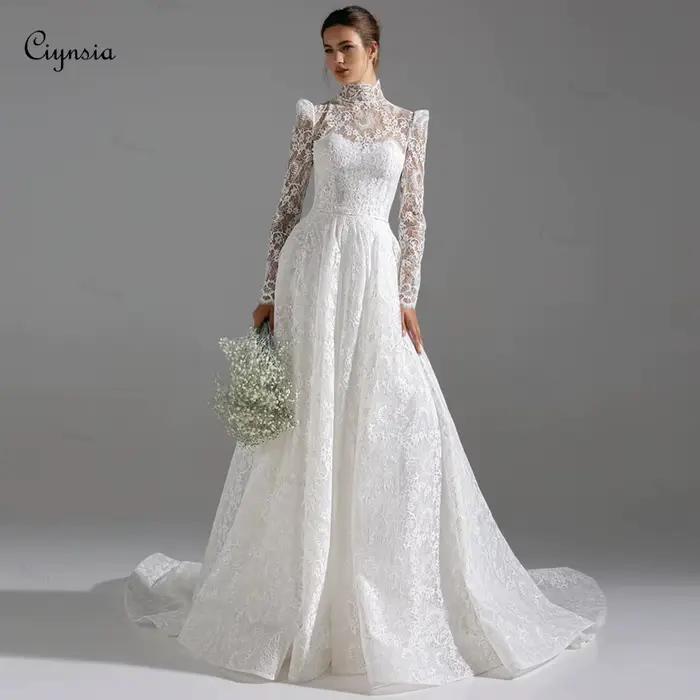 Robes de mariée personnalisées en dentelle ivoire Ciynsia pour la mariée 2026 – Nouveaux modèles mod
