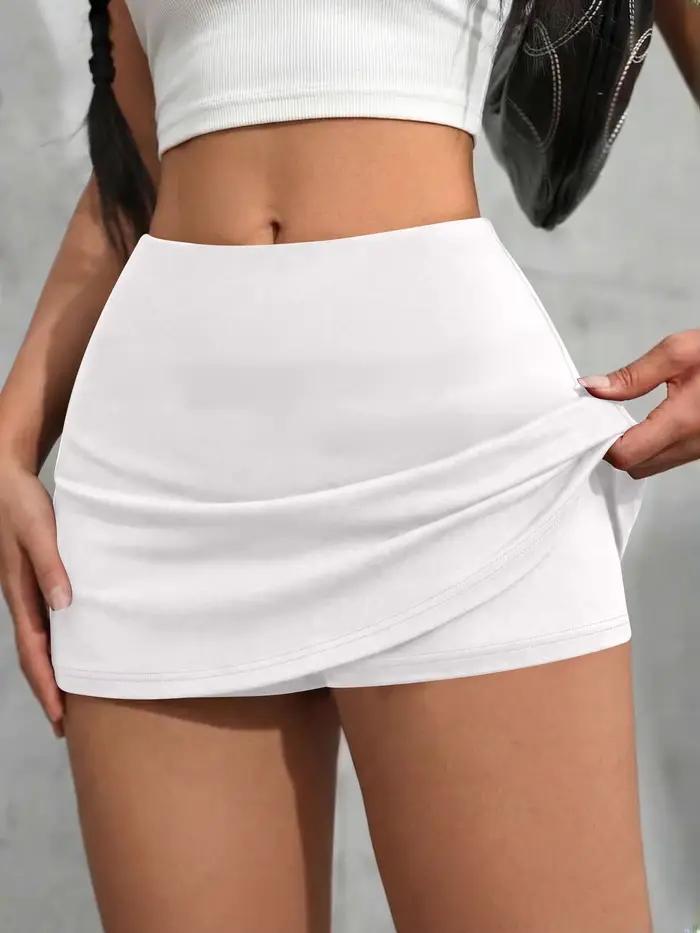 Jupe-short élégante pour brunch, mini-jupe raffinée avec short de sécurité intégré, idéale pour le b