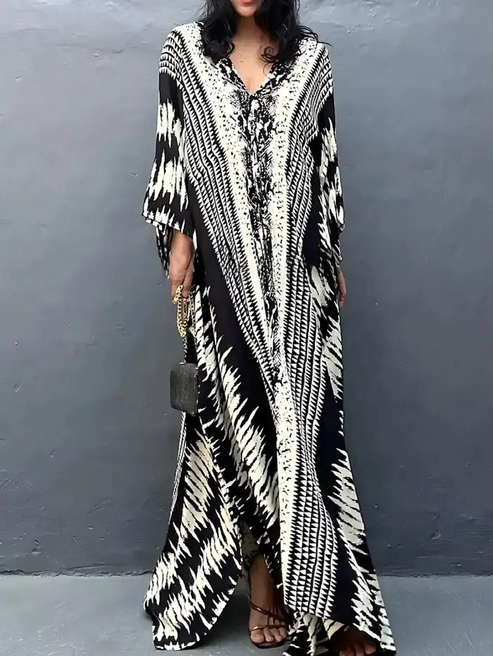 Robes caftan MAKABO pour femmes, col en V, imprimés colorés, robes de plage caftan pour maillots de 