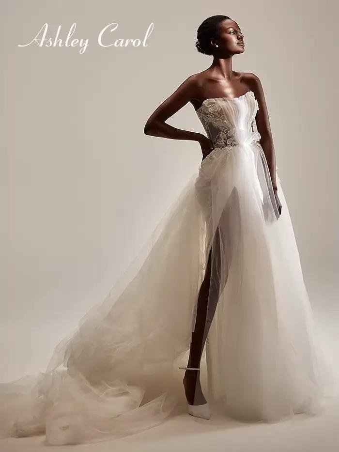 Ashley Carol Boho robe De mariée rêveur bretelles robes De mariée broderie cuisse fendue fée robe De