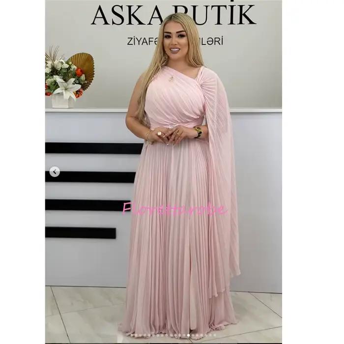 Robe de soirée asymétrique en mousseline plissée, robes de bal, robe de soirée formelle personnalisé