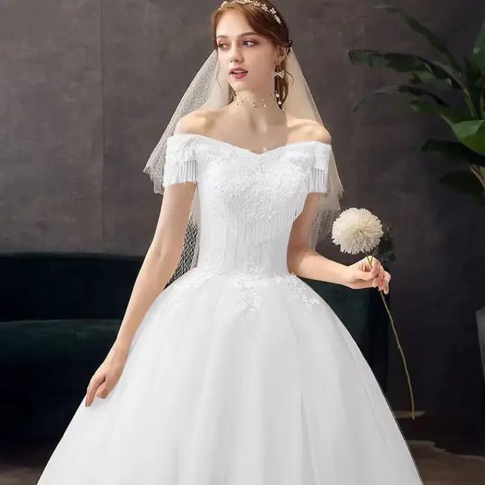 Robe De mariée De luxe blanc/ivoire, robe De bal en dentelle avec des Appliques, robes élégantes pou