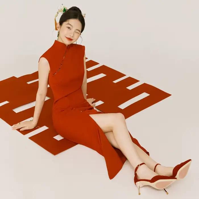 Robe de toast Cheongsam personnalisée, robe de mariée rétro pour les mariées, petite fente, aminciss