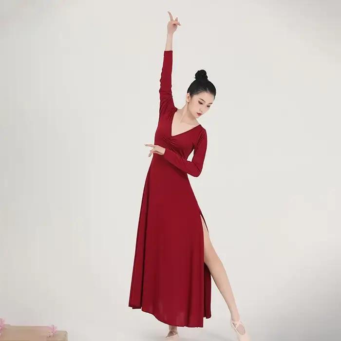 Robe de danse de salon pour femmes, robe longue Standard de concours de valse et de Tango, rouge, Pe